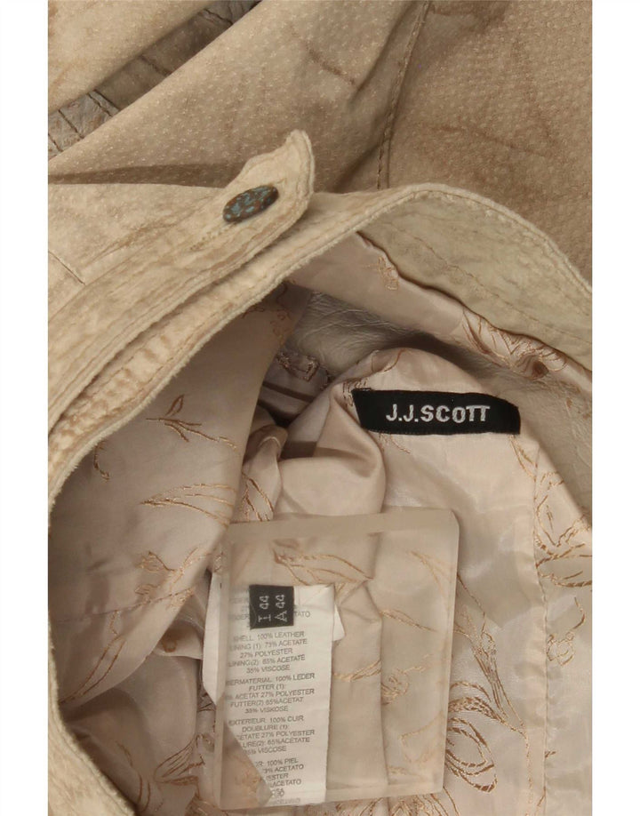 Giacca da motociclista in pelle scamosciata con grafica ritagliata da donna J.J.Scott IT 44 in pelle grigio medio