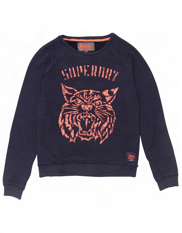 Felpa da donna Superdry Jumper UK 14 Medium Navy Blue Animal Print