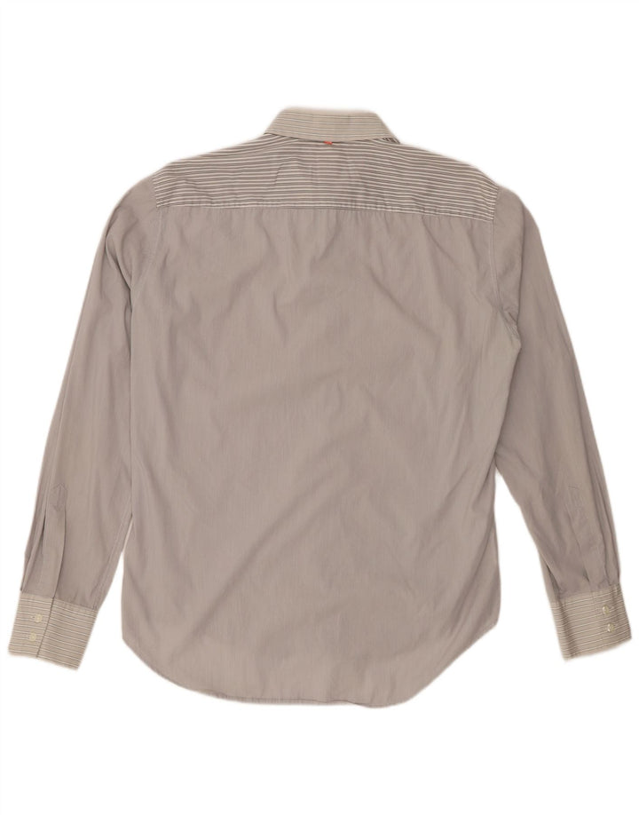 Camicia da uomo Hugo Boss in cotone a righe grigio medio