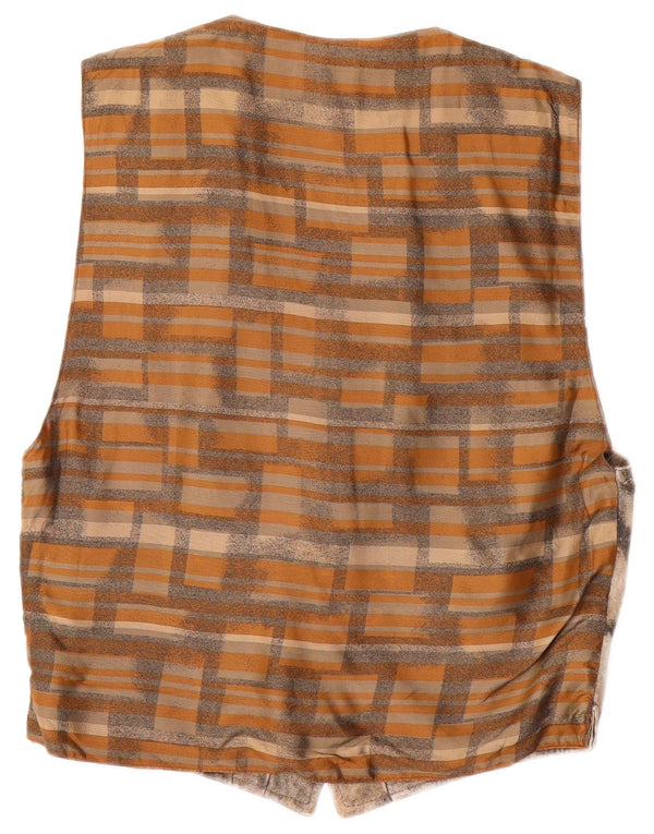 Gilet in pelle da uomo vintage piccolo in pelle marrone tie-dye