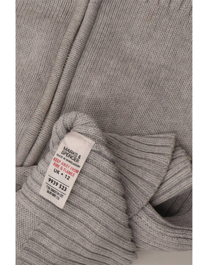 Maglione cardigan con zip intera da donna Marks & Spencer UK 12 Cotone grigio medio