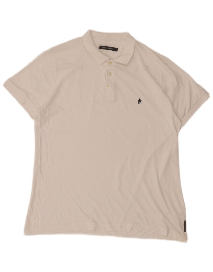 Polo da uomo French Connection grande in cotone bianco sporco