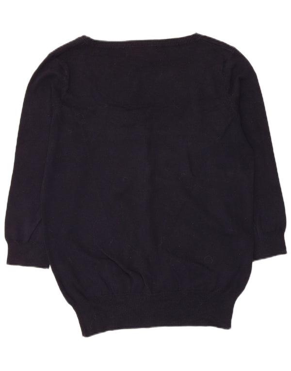 Maglione cardigan con maniche a 3/4 da donna Zara UK 18 XL cotone blu navy