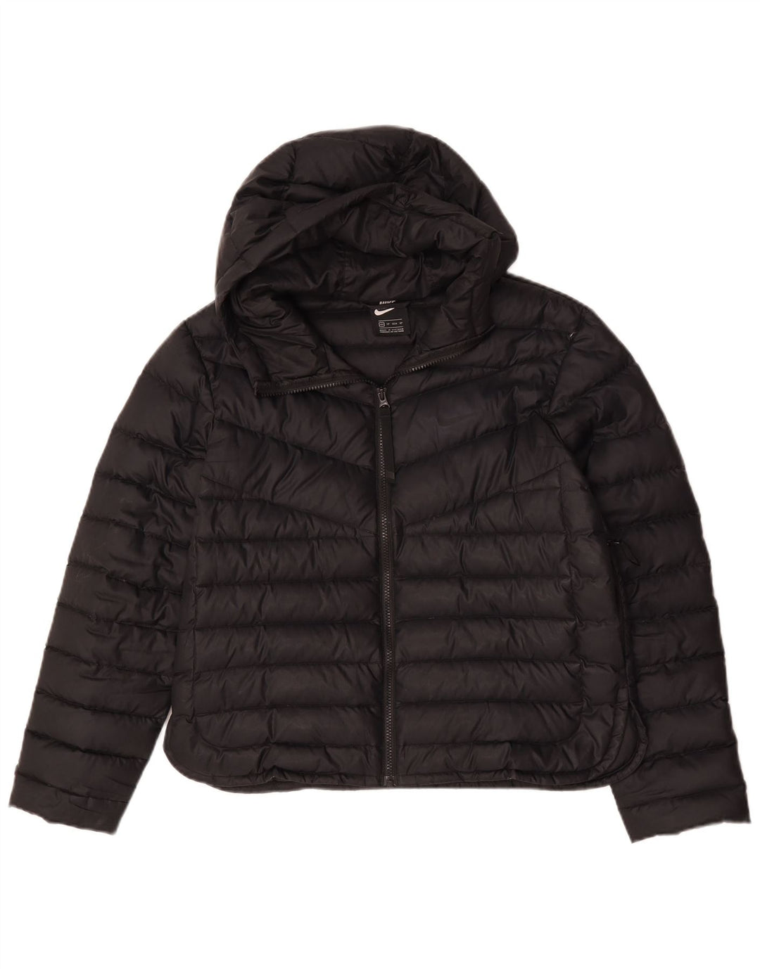 Giacca imbottita oversize con cappuccio Nike da donna UK 6 XS poliestere nero