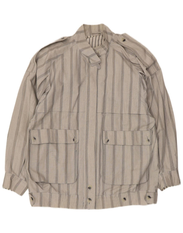 Giacca militare vintage da uomo UK 40 Poliestere a righe grandi grigie