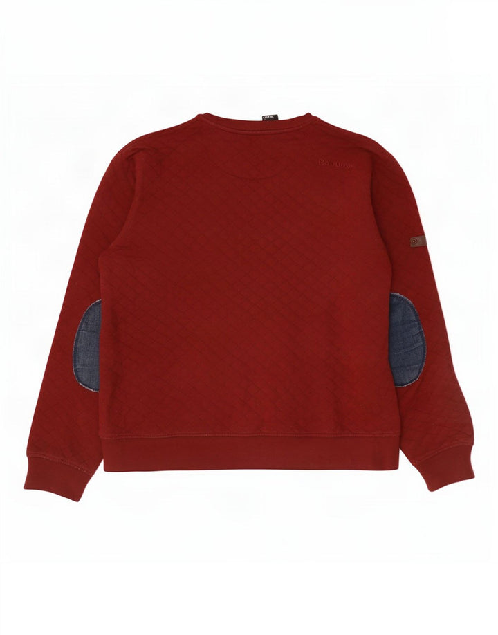 Felpa da uomo Bench, maglione grande, colore rosso, in cotone color block