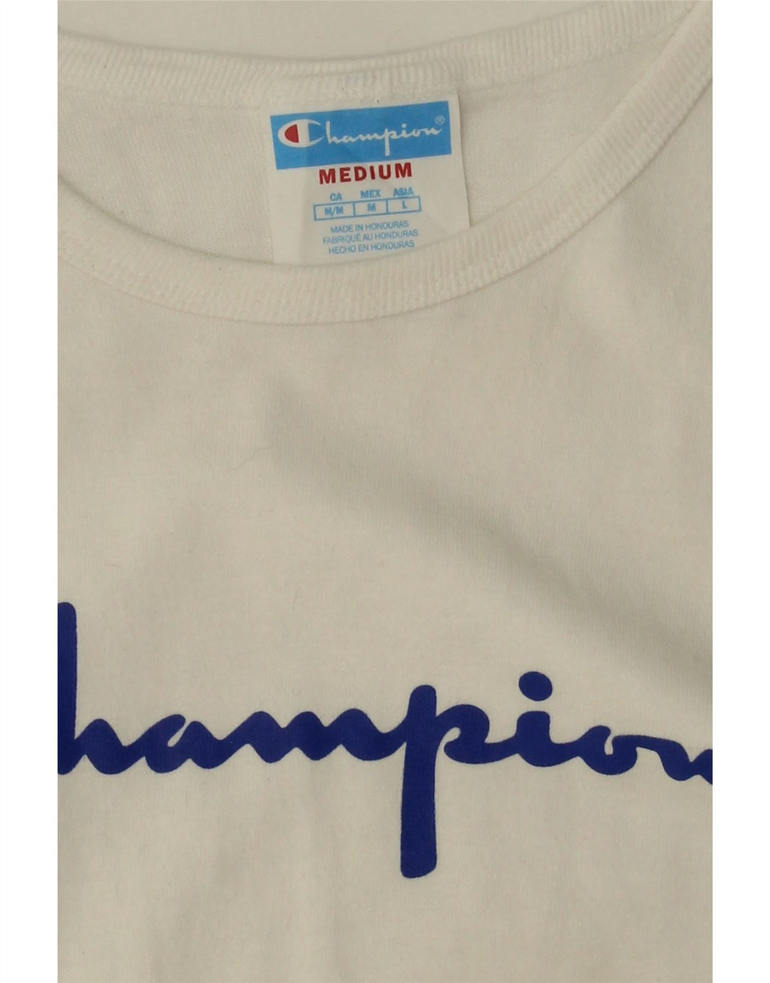 CHAMPION Womens Graphic T-Shirt Top UK 14 Medium White Cotton Vintage Champion and Second-Hand Champion from Messina Hembry 