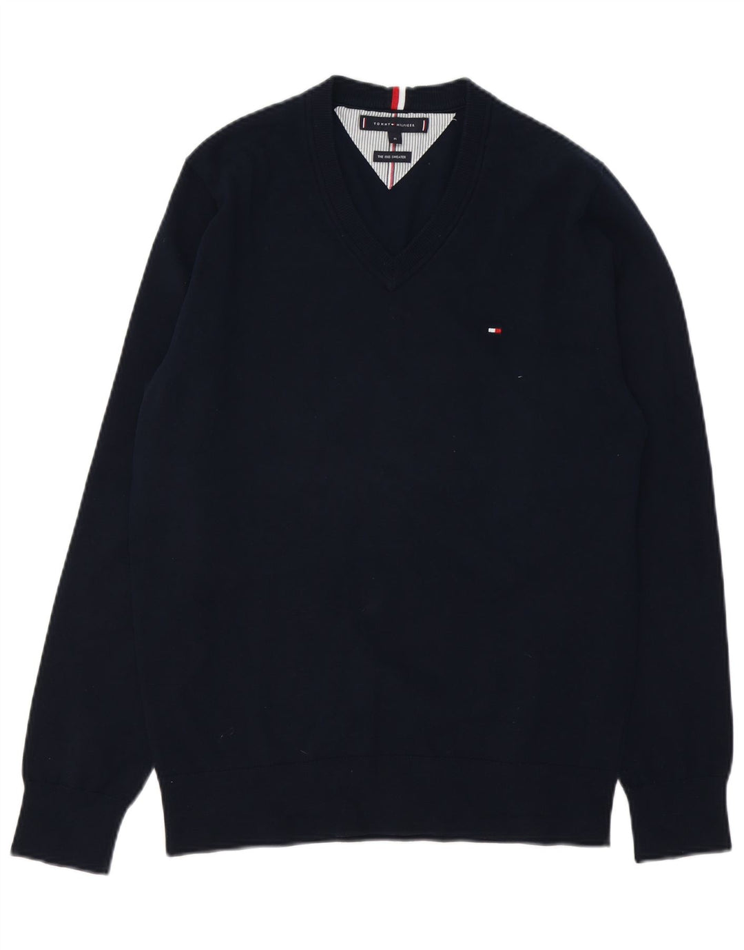Maglione maglione con scollo a V da uomo Tommy Hilfiger blu navy medio