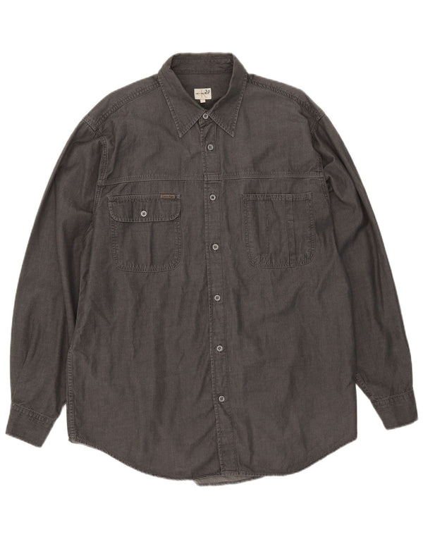 Camicia da uomo Calvin Klein Jeans grande in cotone grigio