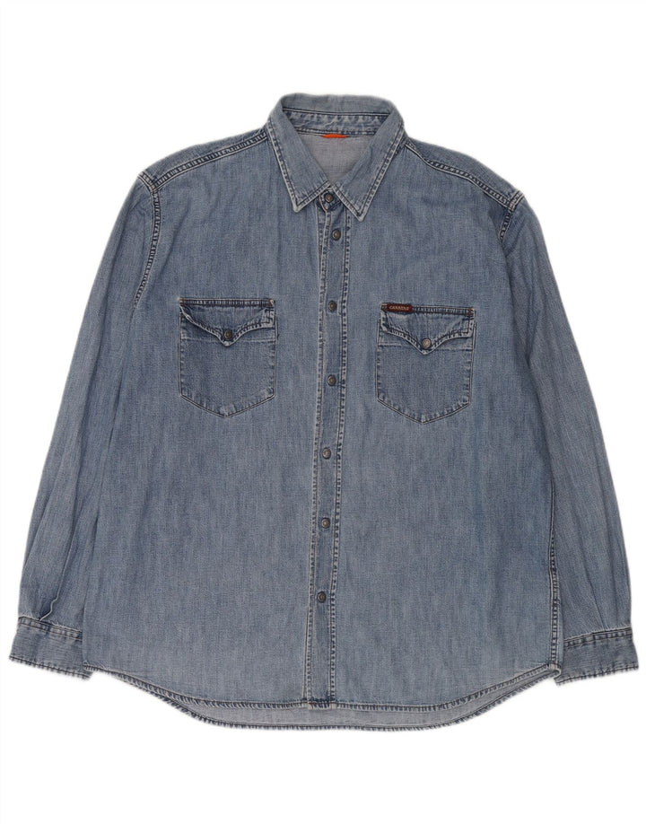 Camicia in denim western da uomo Carrera 2XL cotone blu classico