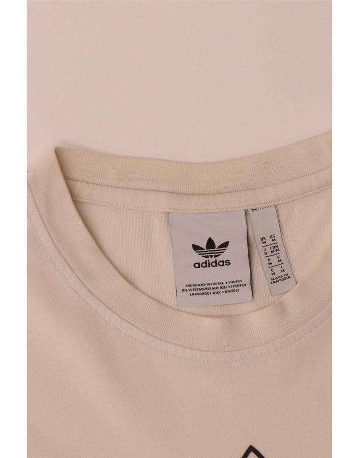 T-shirt grafica da uomo Adidas Top in cotone bianco sporco medio
