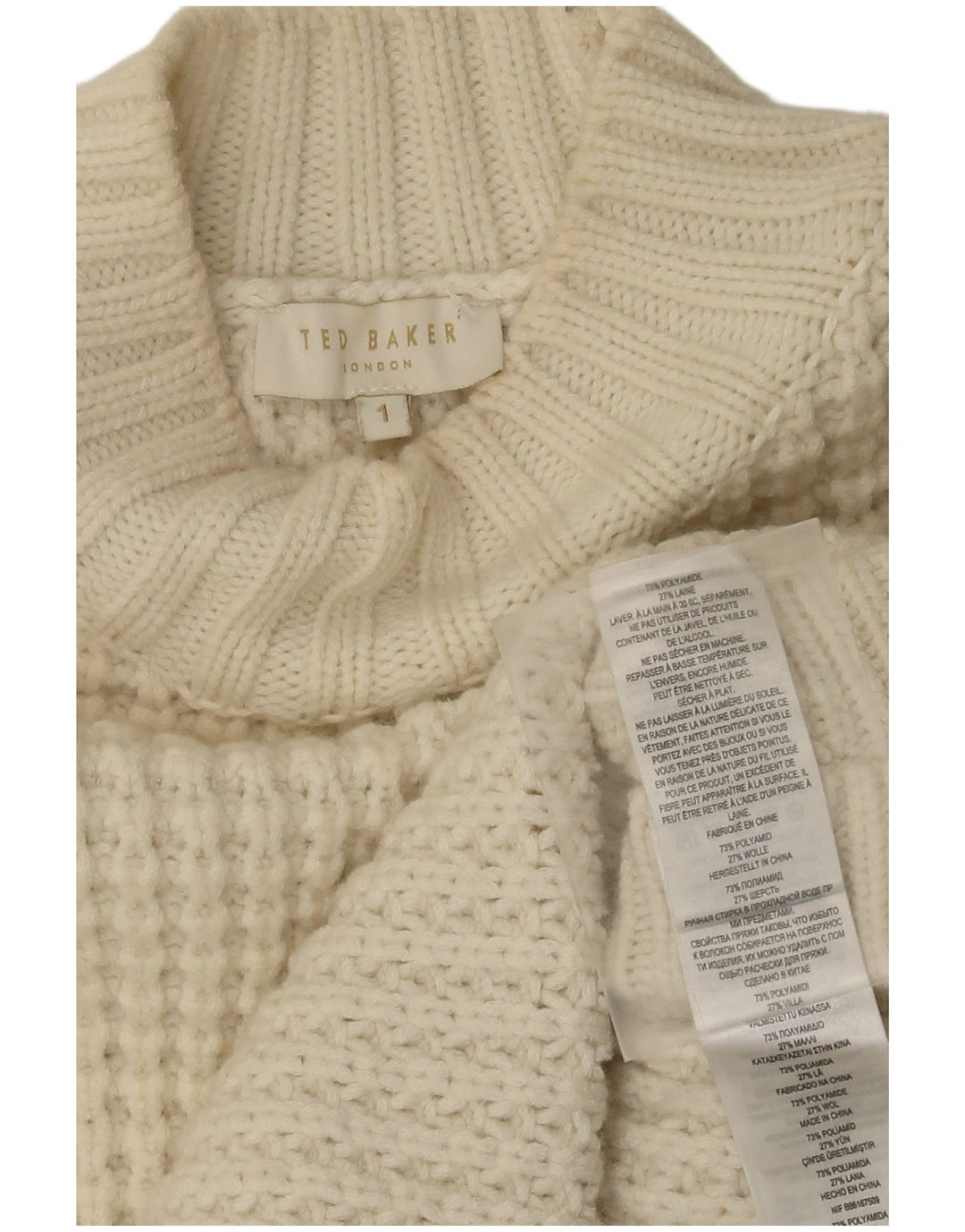 Maglione maglione a collo alto da donna Ted Baker taglia 1 XS Beige