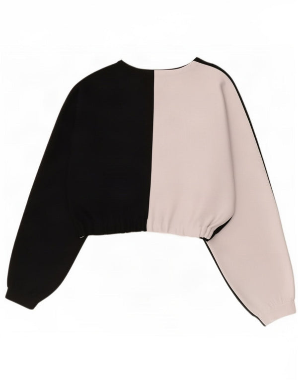 Top corto oversize da donna Adidas manica lunga UK 10 Small Black Colourblock