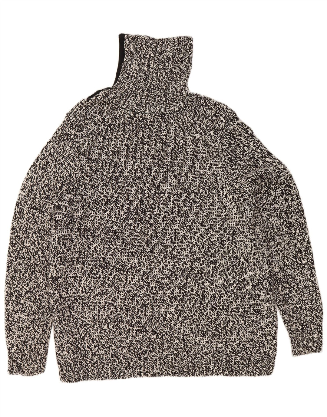 Maglione maglione a collo alto da donna Chaps UK 18 XL cotone screziato nero