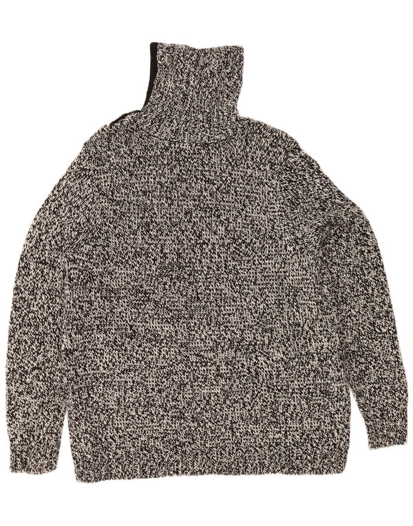 Maglione maglione a collo alto da donna Chaps UK 18 XL cotone screziato nero