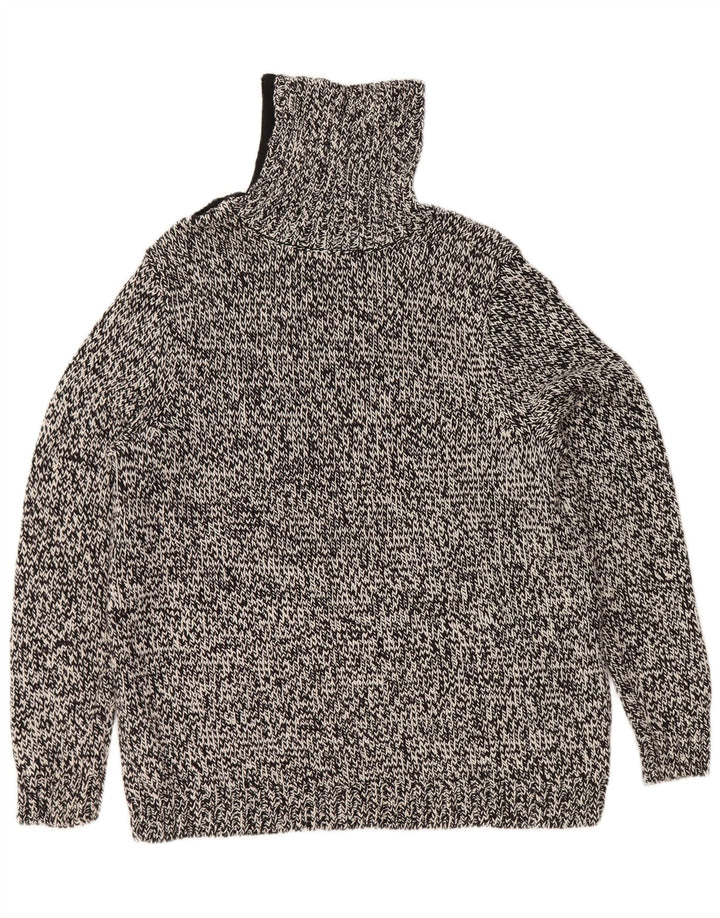 Maglione maglione a collo alto da donna Chaps UK 18 XL cotone screziato nero