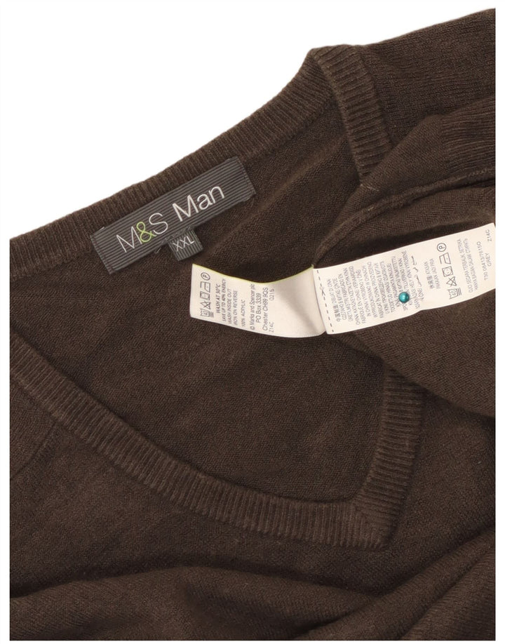 Maglione da uomo con scollo a V Marks & Spencer 2XL acrilico grigio