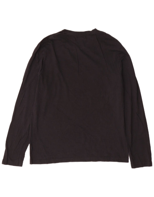 Dkny Top da uomo a manica lunga grande in cotone nero