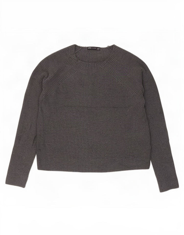 Maglione maglione girocollo oversize da donna Marks & Spencer UK 10 piccolo grigio