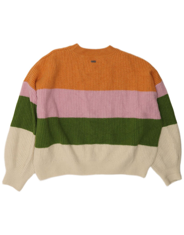 Maglione maglione con scollo a barca corto da donna Barbour UK 18 XL a righe multicolore