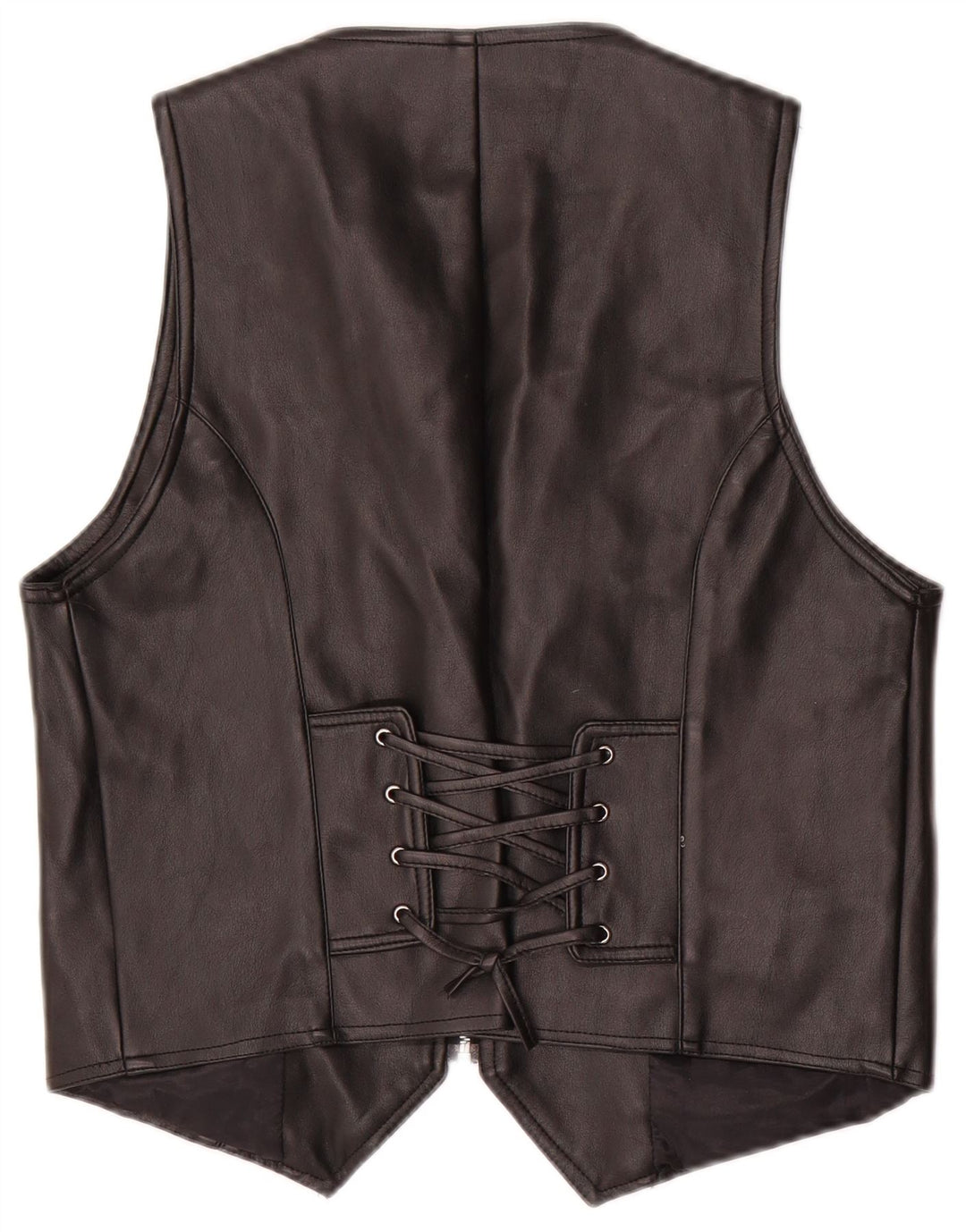 Gilet in pelle da donna vintage UK 20 2XL Nero