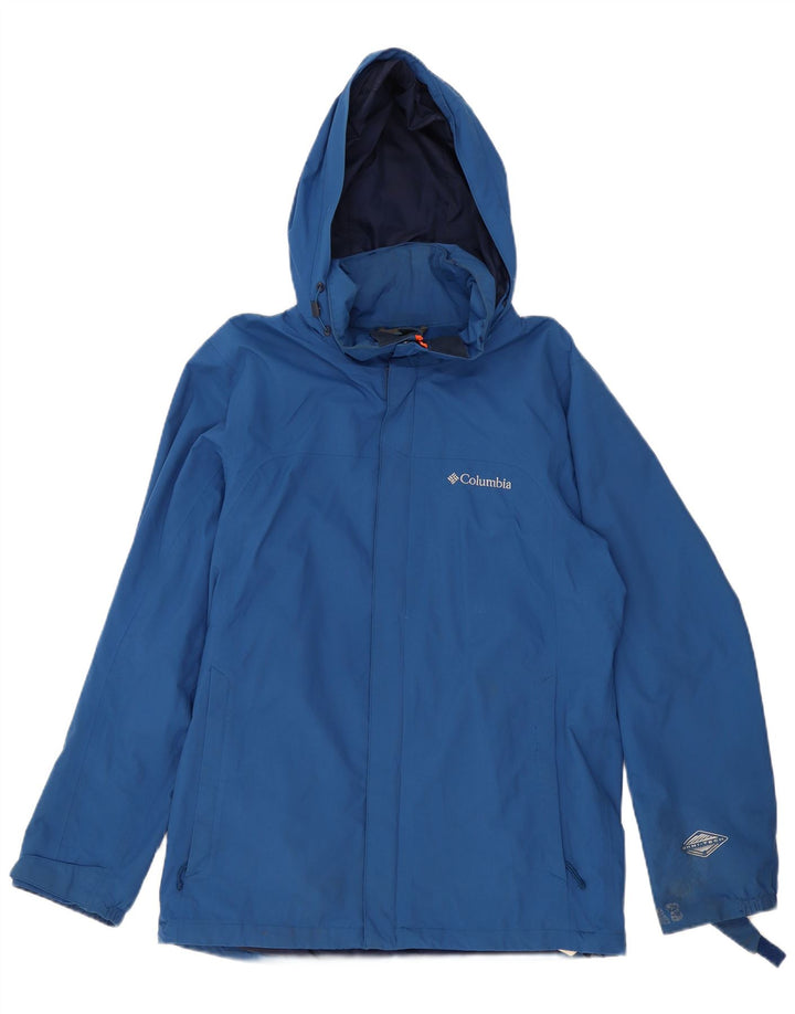 Giacca antipioggia con cappuccio Columbia Omni-Tech da uomo UK 38 Nylon blu medio