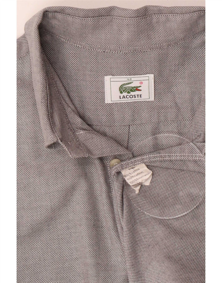 Camicia Lacoste da uomo vestibilità regolare taglia 40 cotone grigio medio classico