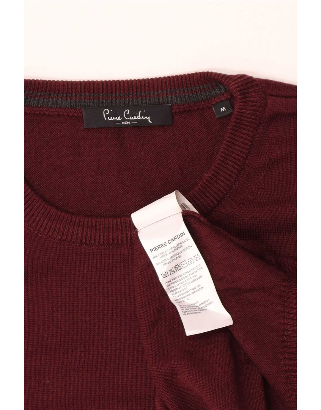 Maglione maglione girocollo da uomo Pierre Cardin medio bordeaux in acrilico