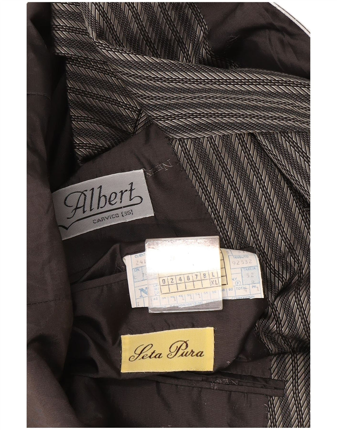 Giacca blazer doppiopetto da uomo Albert IT 52 XL seta a righe grigie