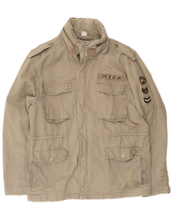 Giacca militare con cappuccio da uomo Rainbow UK 34 XS cotone kaki