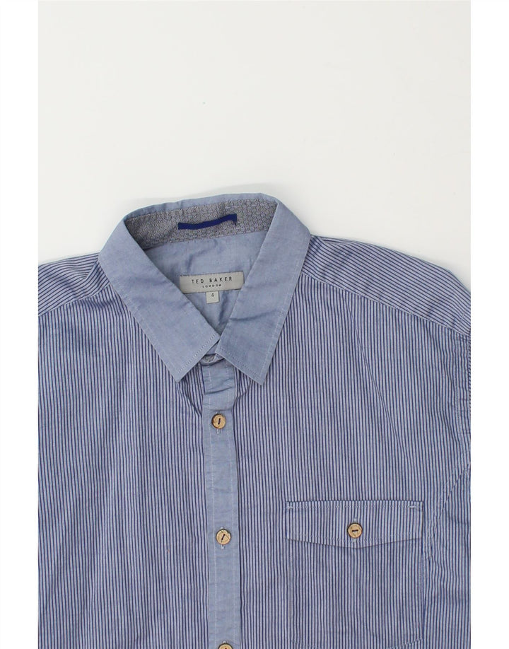 TED BAKER Mens Shirt Size 4 Large Blue Pinstripe Cotton Vintage Ted Baker and Second-Hand Ted Baker from Messina Hembry 