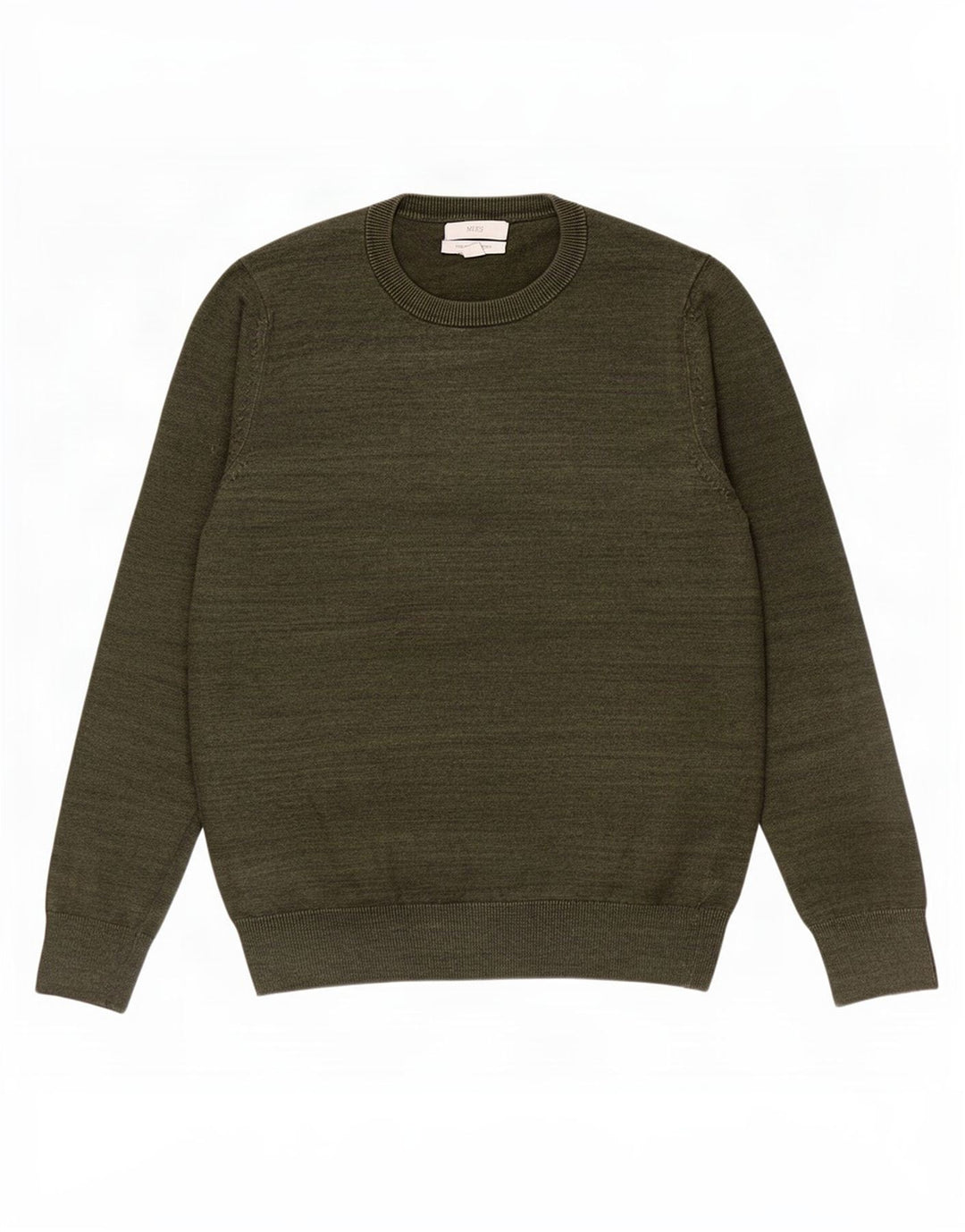 Maglione maglione girocollo da uomo Marks & Spencer piccolo cotone screziato kaki