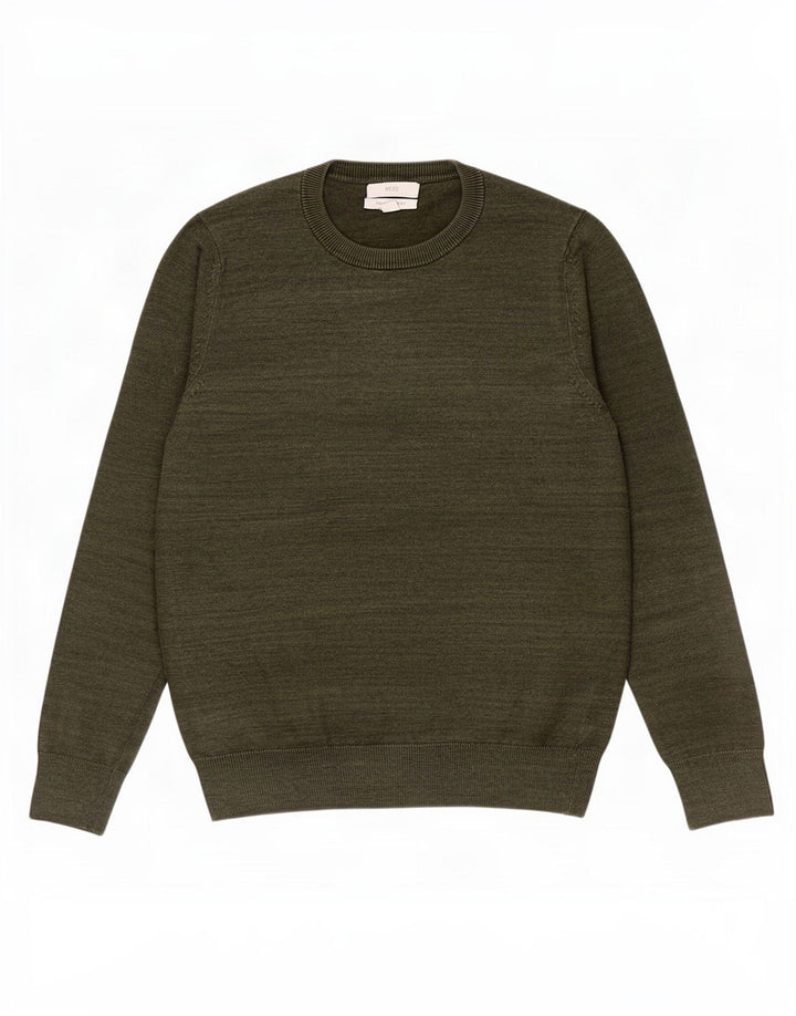 Maglione maglione girocollo da uomo Marks & Spencer piccolo cotone screziato kaki
