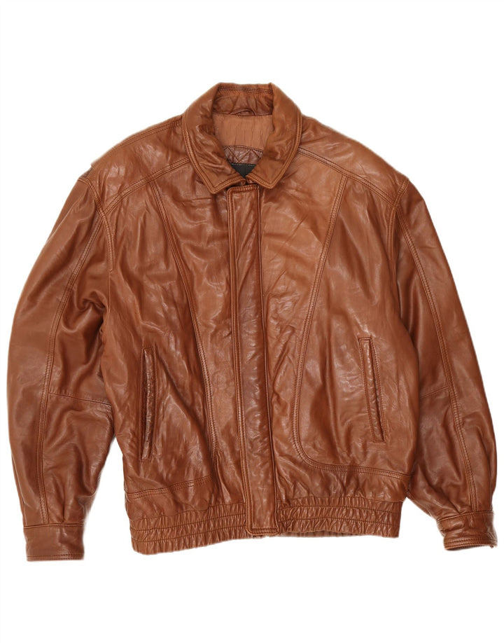 Giubbotto bomber in pelle vintage da uomo IT 50 grande marrone