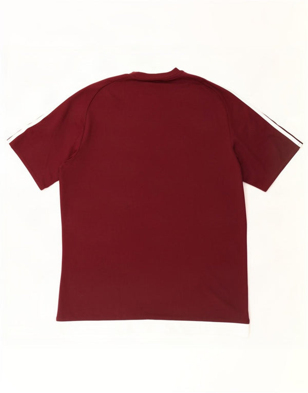 T-shirt Adidas Climalite da uomo, grande, in poliestere color block bordeaux