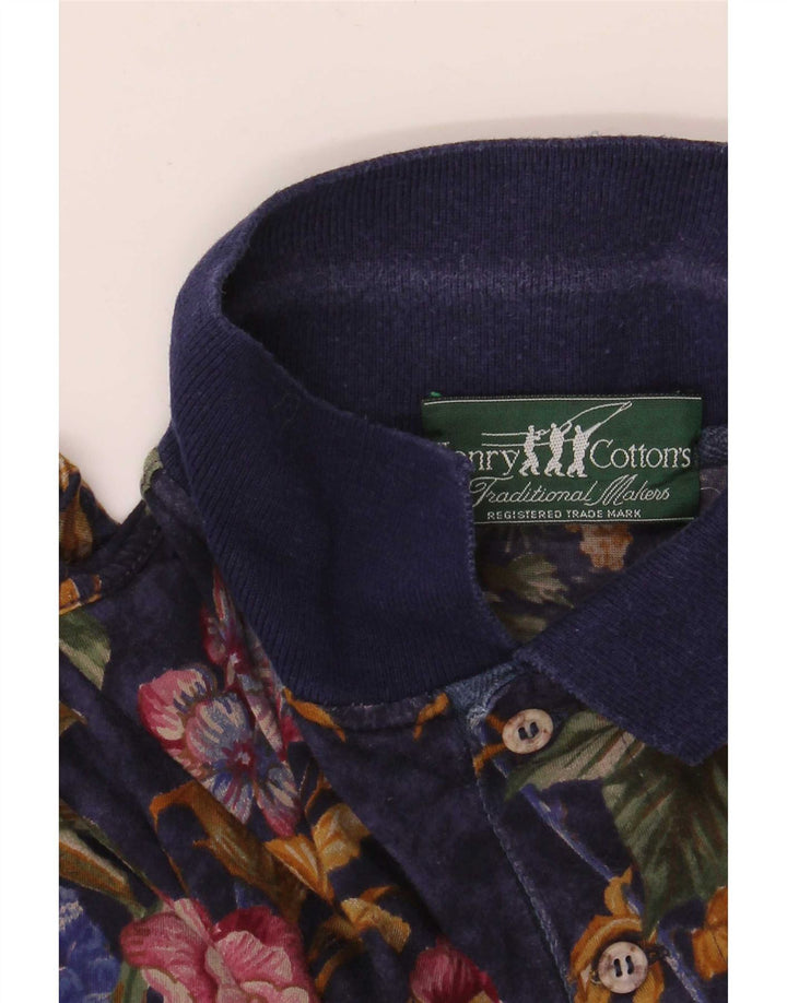 Polo da uomo Henry Cottons media blu navy floreale