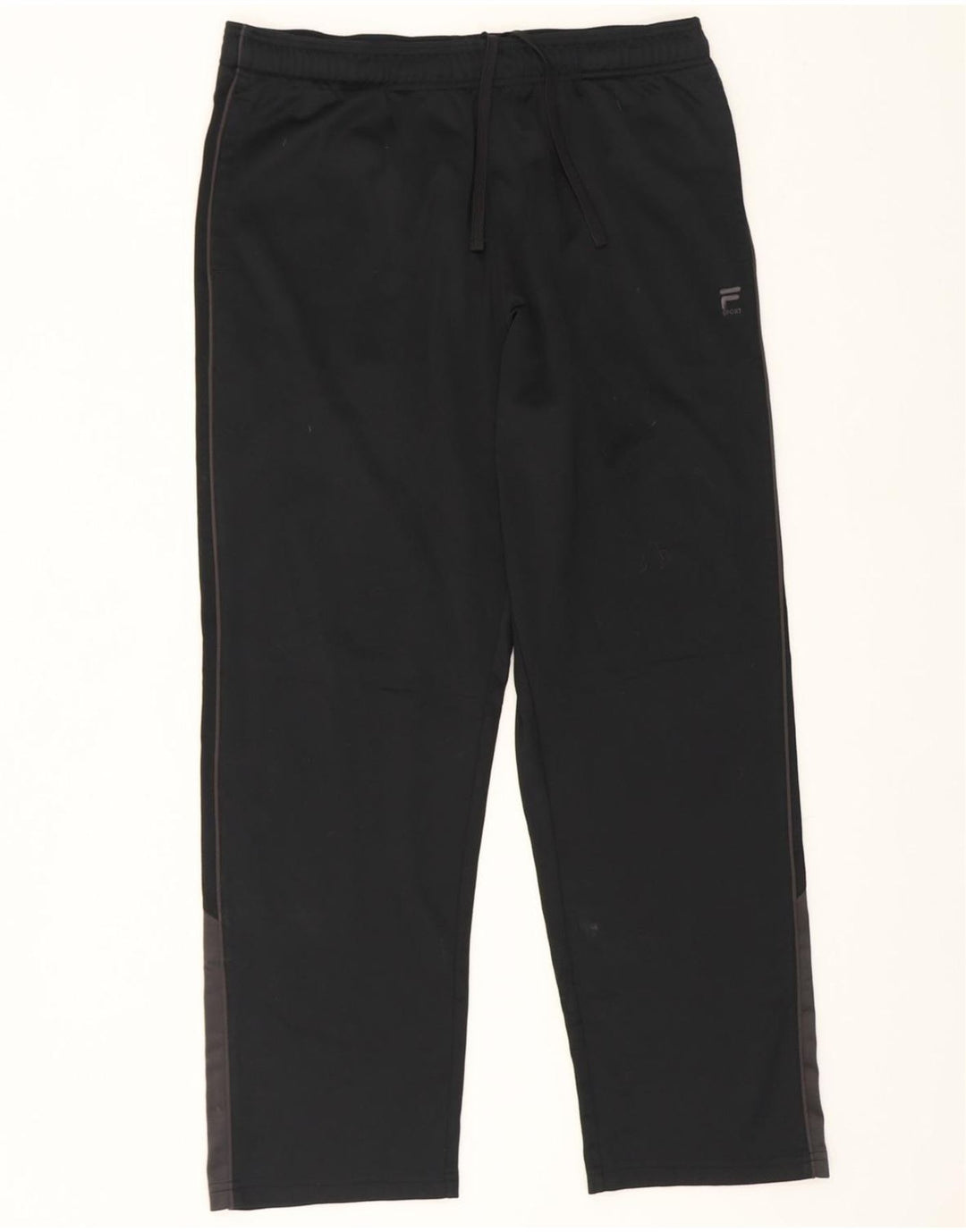 FILA Mens Tracksuit Trousers Large Black Colourblock Polyester Vintage Fila and Second-Hand Fila from Messina Hembry 
