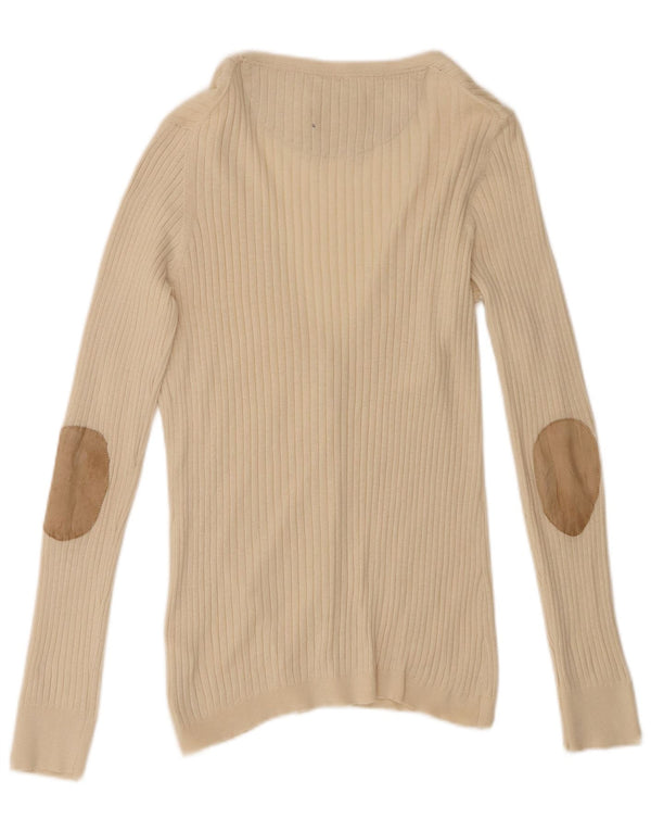 Maglione cardigan da donna Massimo Dutti UK 16 grande cotone beige