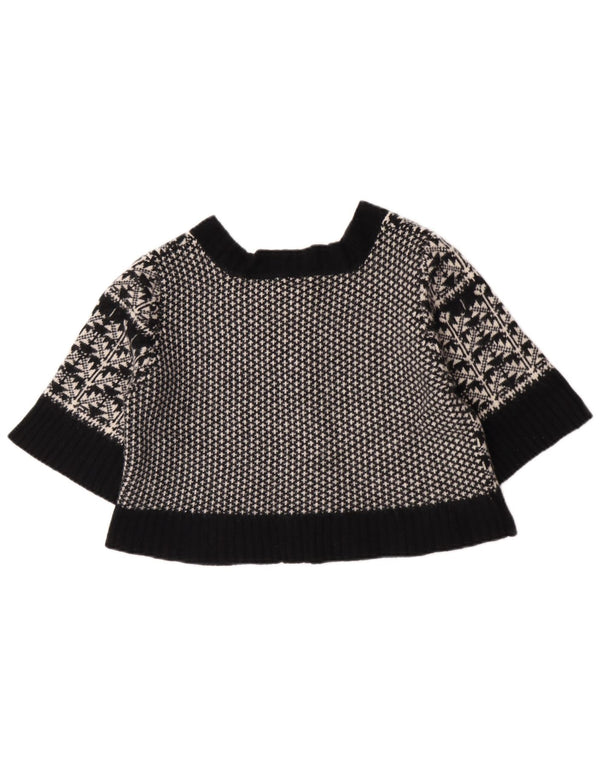Maglione cardigan corto a maniche corte da donna Dkny UK 12 Medio Nero Fair Isle