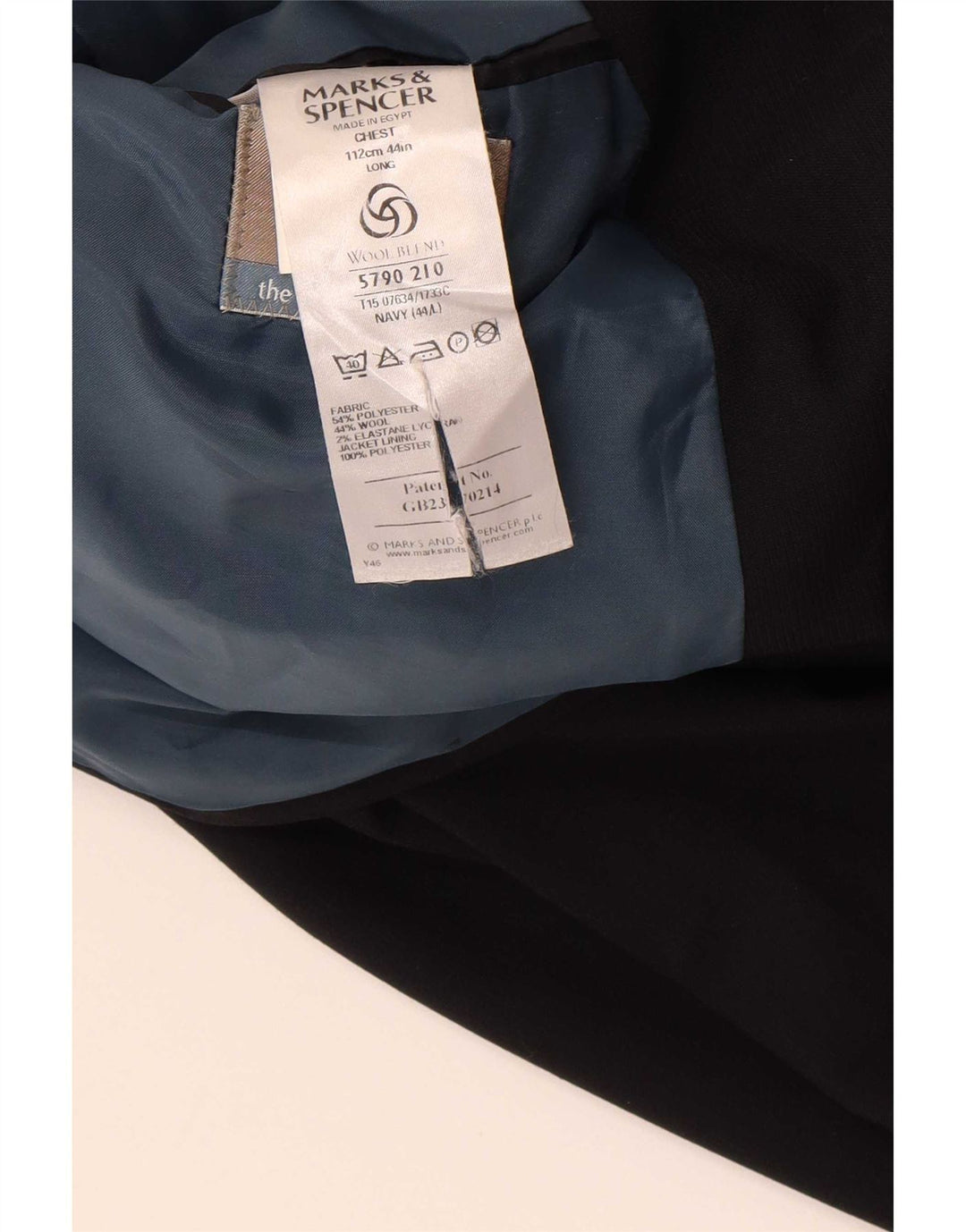 Giacca blazer a 3 bottoni da uomo Marks & Spencer UK 44 XL poliestere blu navy