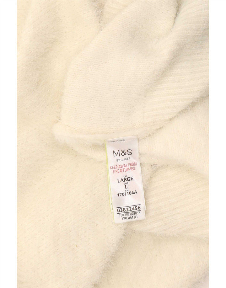 Maglione maglione con scollo a V da donna Marks & Spencer UK 16 grande bianco sporco