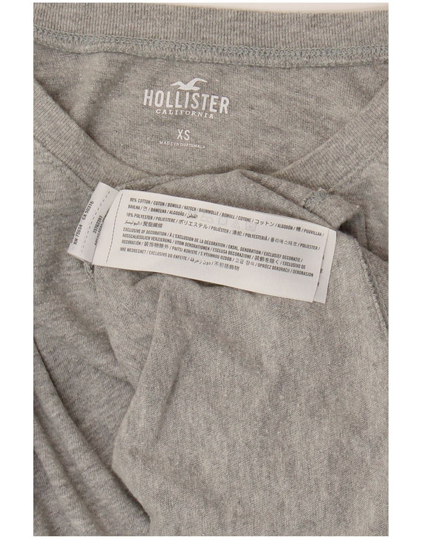 HOLLISTER Top corto con grafica oversize da donna a maniche lunghe UK 6 XS Grigio