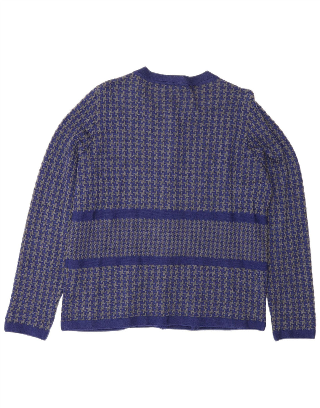 Luisa Spagnoli maglione cardigan da donna UK 16 grande lana pied de poule blu