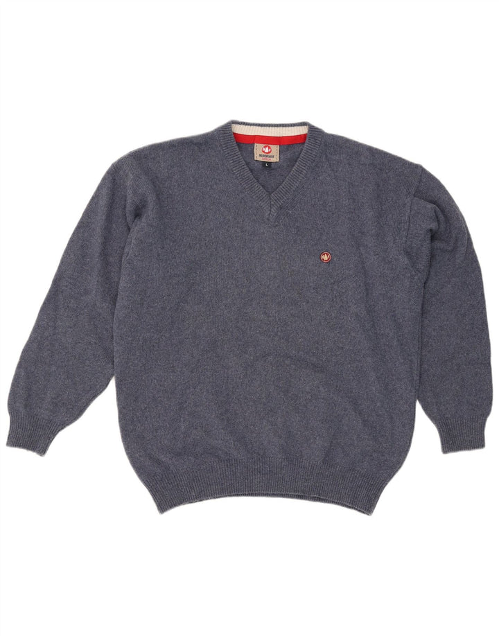 Murphy & Nye Maglione da uomo con scollo a V, grande lana blu