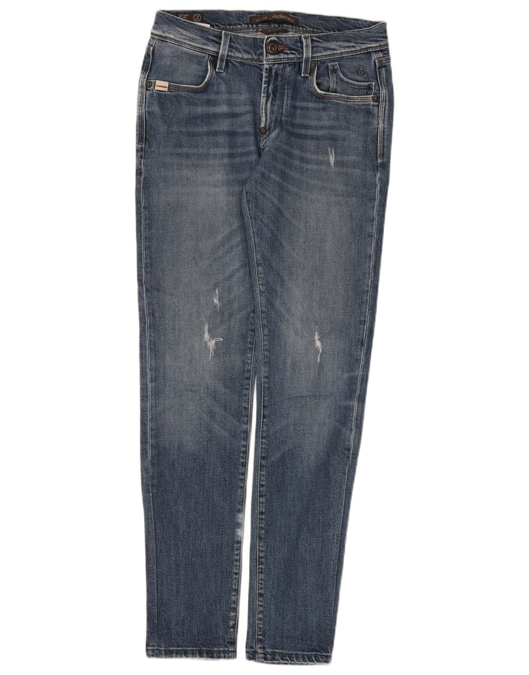 Jeans bassi slim invecchiati Jeckerson da donna W29 L31 cotone blu