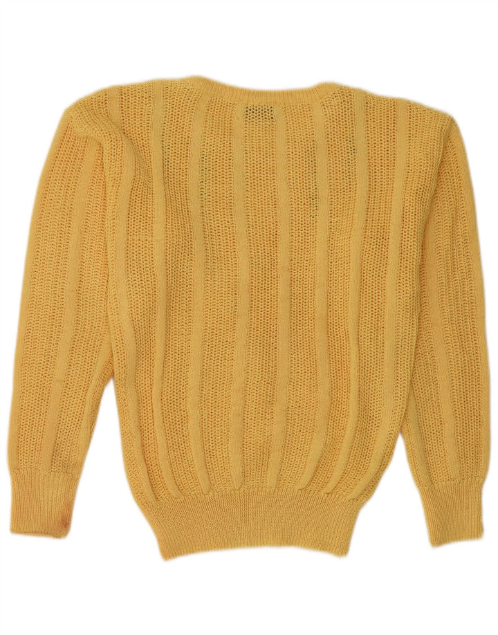 Maglione maglione con scollo a barca da donna VINTAGE UK 12 Acrilico giallo medio