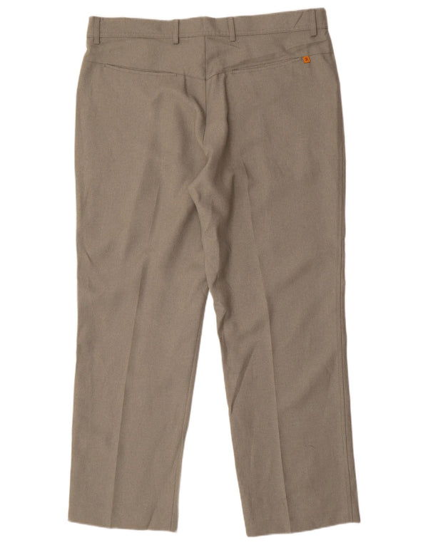 FARAH Mens Straight Casual Trousers W38 L29 Khaki Polyester