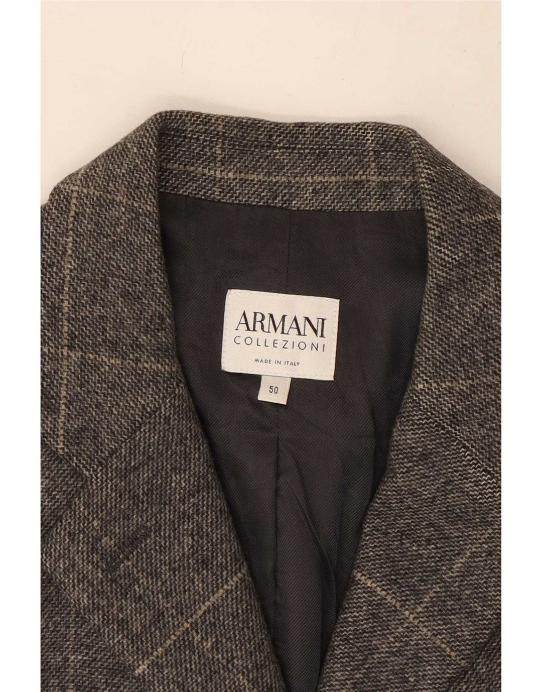 Giacca Blazer a 3 Bottoni da Donna Armani Collezioni IT 50 XL Lana a quadri Grigia
