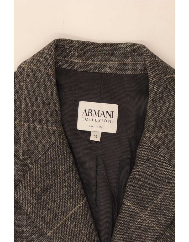 Giacca Blazer a 3 Bottoni da Donna Armani Collezioni IT 50 XL Lana a quadri Grigia