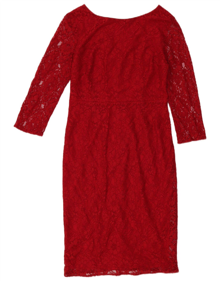 Abito tubino con maniche a 3/4 da donna Oasis UK 12 Poliammide floreale rosso medio